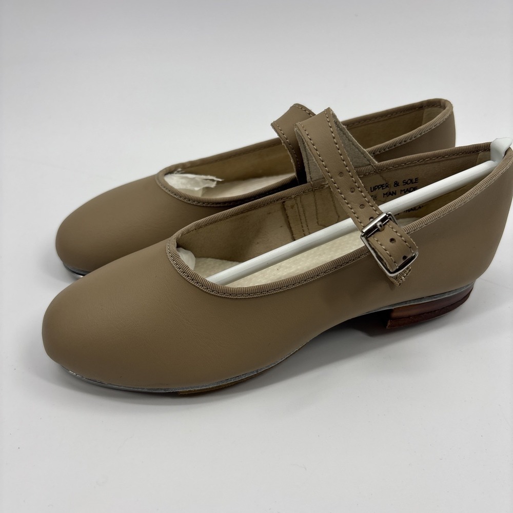 Capezio Buckle Strap Tap Shoes J3686 Tan Youth 1 M "The dance maker" New